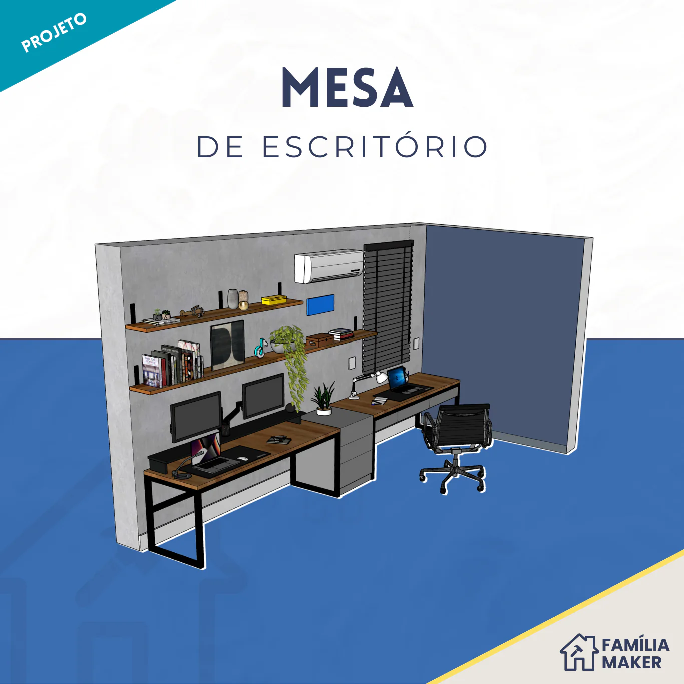 Projeto mesa de escritorio feito no SketchUp
